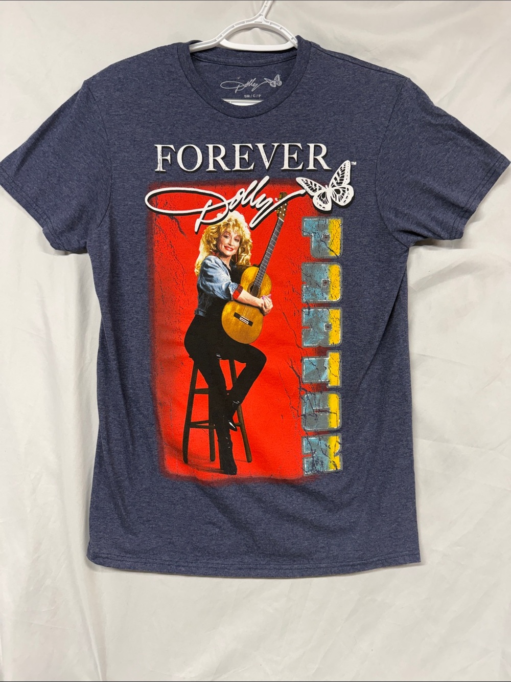 Dolly Parton Navy Blue 'Forever' Graphic Tee with Red Panel